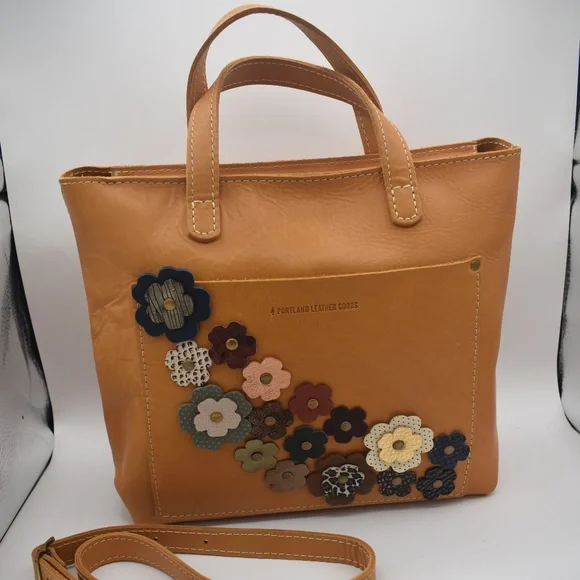 Portland Leather Customized Sunflower Medium Crossbody Tote NWOT - Picture 2 of 13
